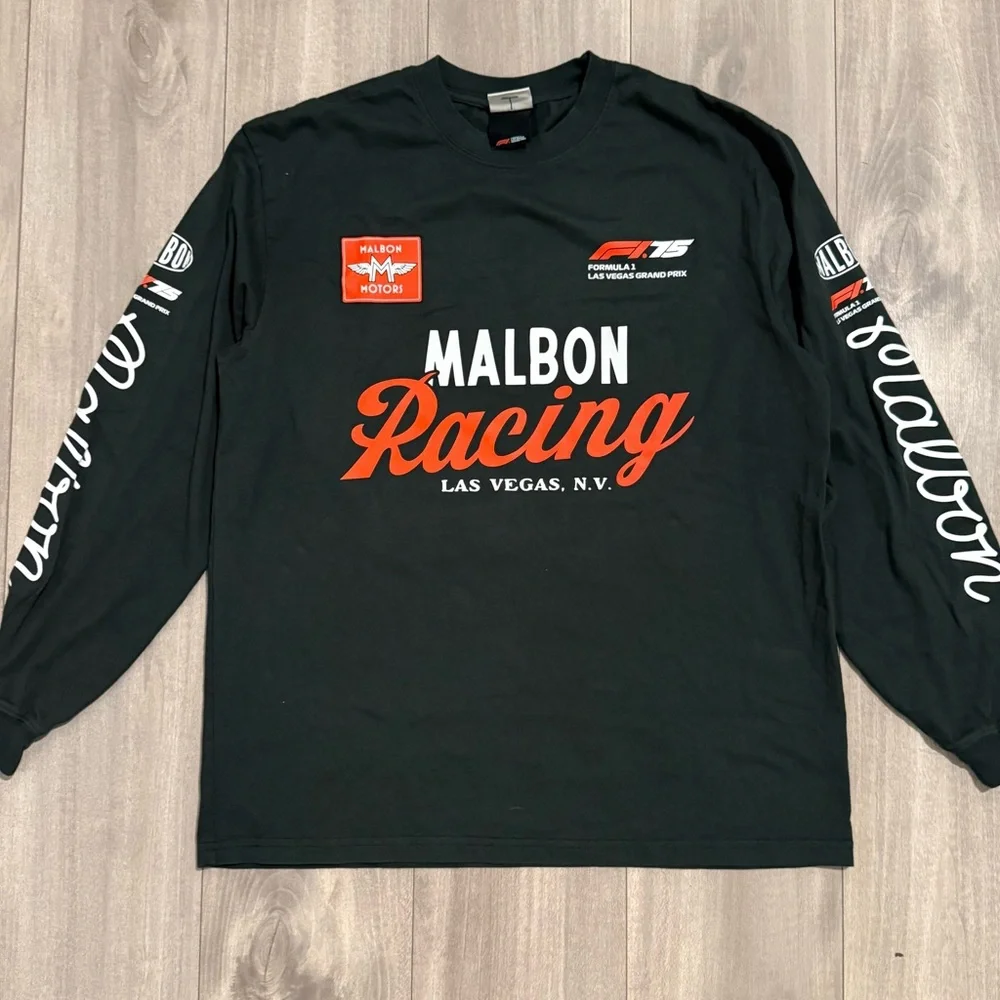 MALBON x F1 LVGP GORSE DOWNFORCE Dark Green Long Sleeve Tee - Picture 2 of 10